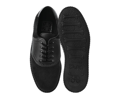 F9837 Black Faux Suede & TUKskin™ Saddle Oxford - T.U.K. Shoes