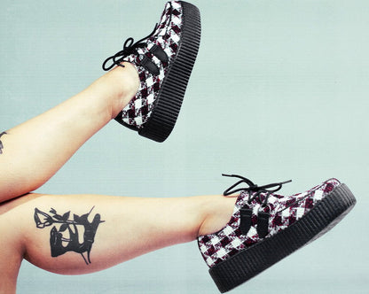 V3279 Red & White Checkered Viva Mondo Creeper - T.U.K. Shoes