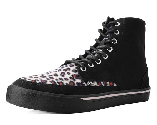 A3095 Black Canvas & Leopard 8-Eye Sneaker Boot - T.U.K. Shoes
