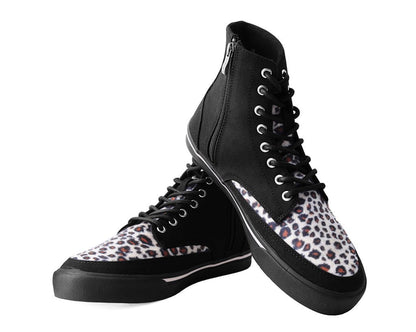 A3095 Black Canvas & Leopard 8-Eye Sneaker Boot - T.U.K. Shoes