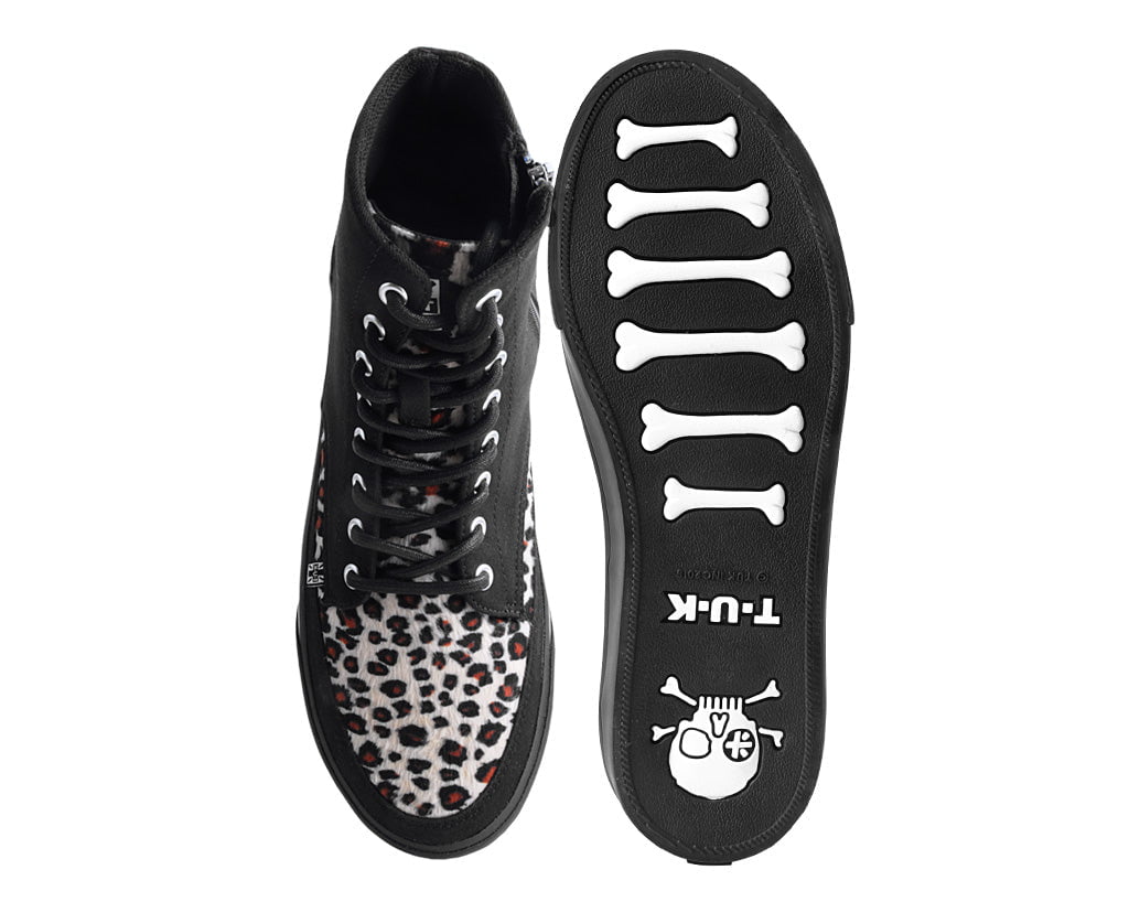 A3095 Black Canvas & Leopard 8-Eye Sneaker Boot - T.U.K. Shoes