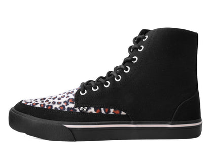 A3095 Black Canvas & Leopard 8-Eye Sneaker Boot - T.U.K. Shoes