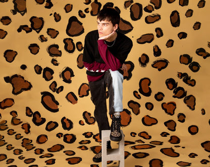 A3095 Black Canvas & Leopard 8-Eye Sneaker Boot - T.U.K. Shoes
