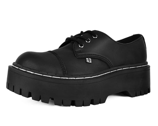 A3222 Black Cap Toe Double Decker Brogue - T.U.K. Shoes