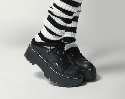 A3222 Black Cap Toe Double Decker Brogue - T.U.K. Shoes