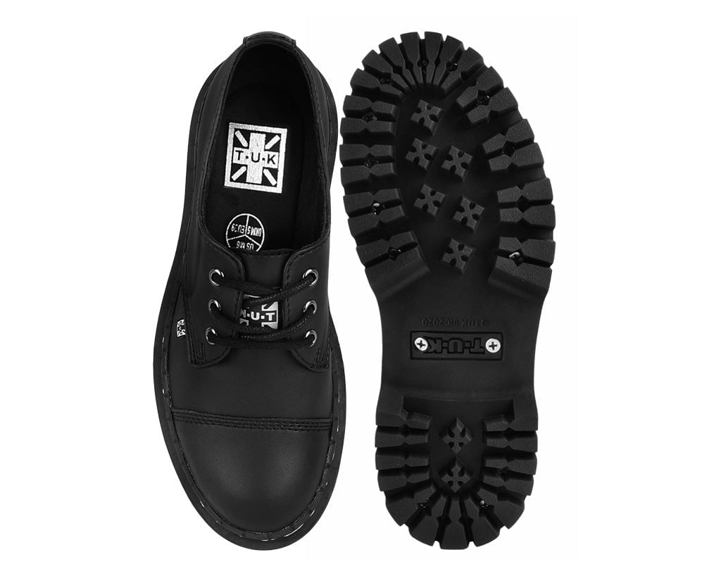 A3222 Black Cap Toe Double Decker Brogue - T.U.K. Shoes