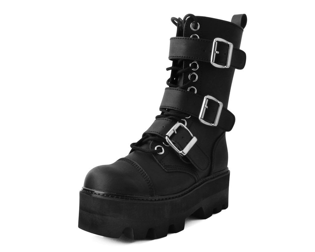 A9801 Black 12-Eye 3-Strap Dino Boot - T.U.K. Shoes