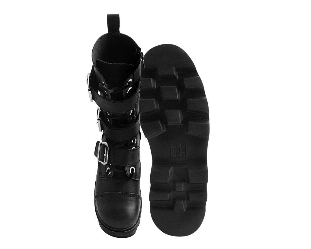 A9801 Black 12-Eye 3-Strap Dino Boot - T.U.K. Shoes