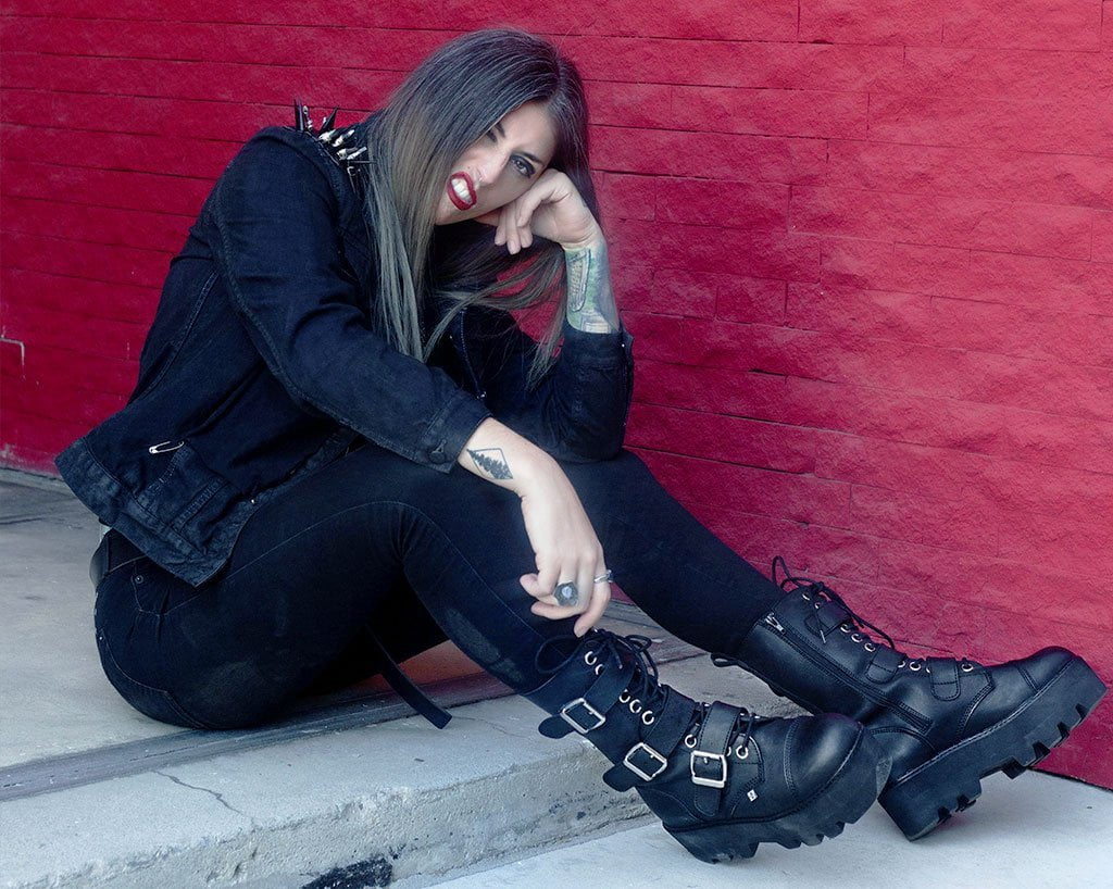 A9801 Black 12-Eye 3-Strap Dino Boot - T.U.K. Shoes