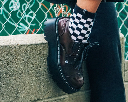 A3192L Burgundy Rub-Off Double Decker Brogue - T.U.K. Shoes