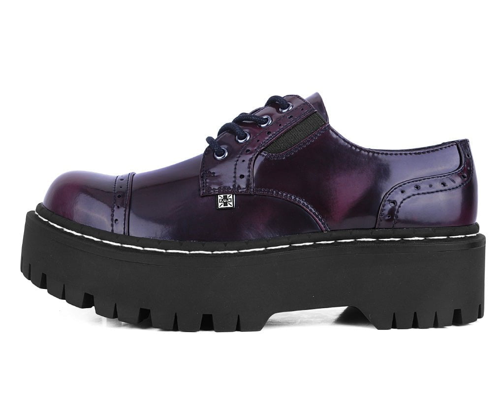 A3192L Burgundy Rub-Off Double Decker Brogue - T.U.K. Shoes