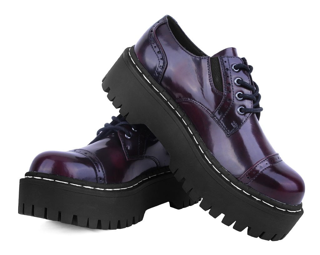 A3192L Burgundy Rub-Off Double Decker Brogue - T.U.K. Shoes