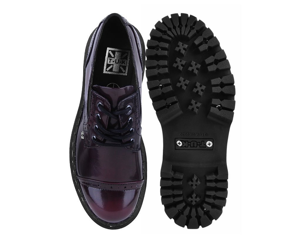 A3192L Burgundy Rub-Off Double Decker Brogue - T.U.K. Shoes