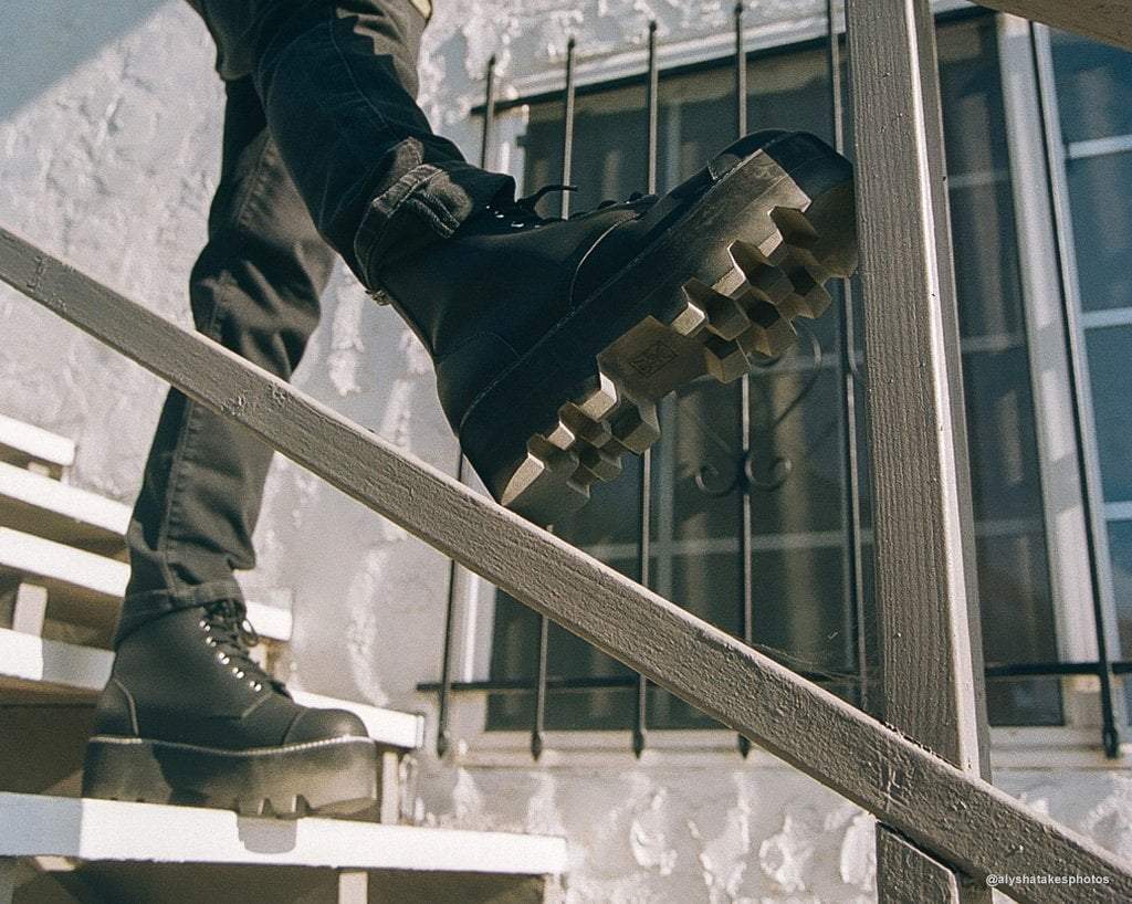 A9670 Black 7-Eye Dino Lug Sole Boot - T.U.K. Shoes
