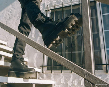 A9670 Black 7-Eye Dino Lug Sole Boot - T.U.K. Shoes