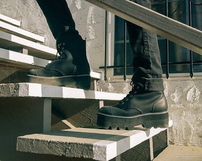 A9670 Black 7-Eye Dino Lug Sole Boot - T.U.K. Shoes