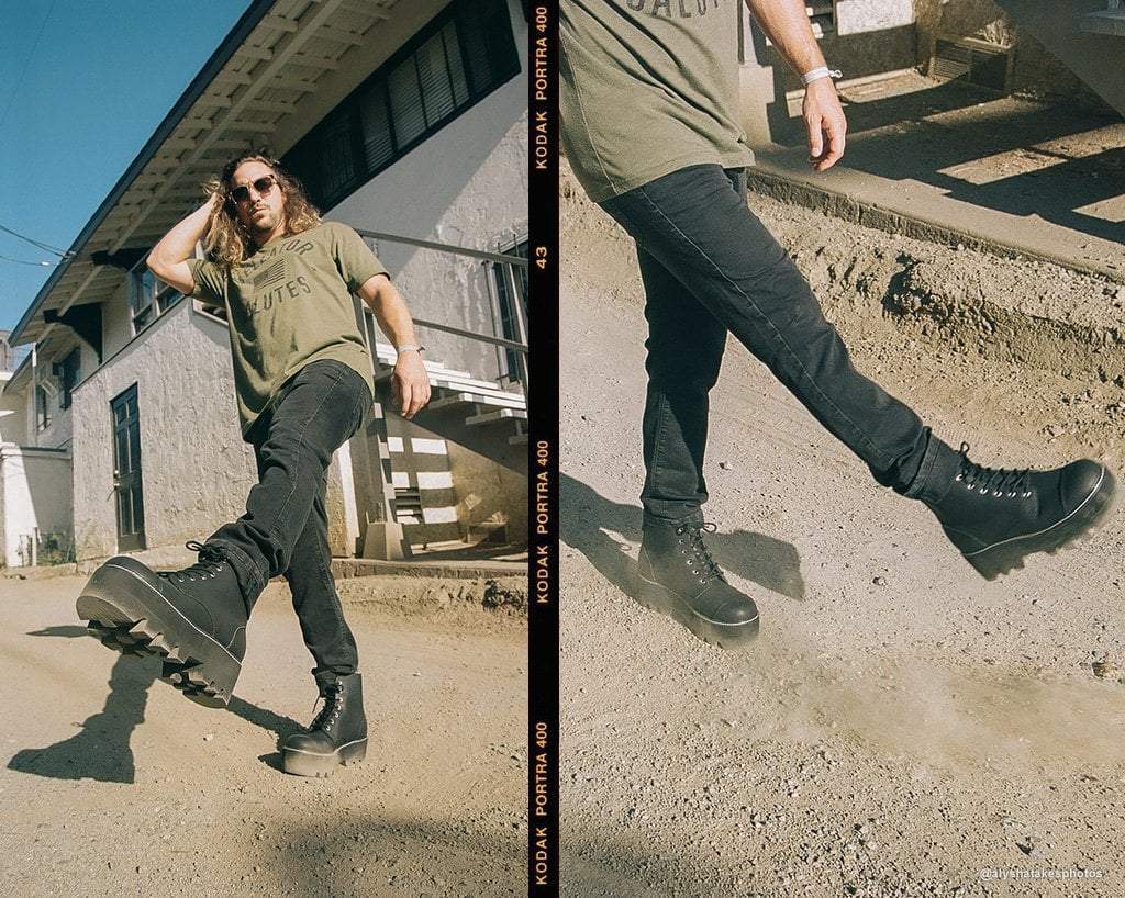 A9670 Black 7-Eye Dino Lug Sole Boot - T.U.K. Shoes