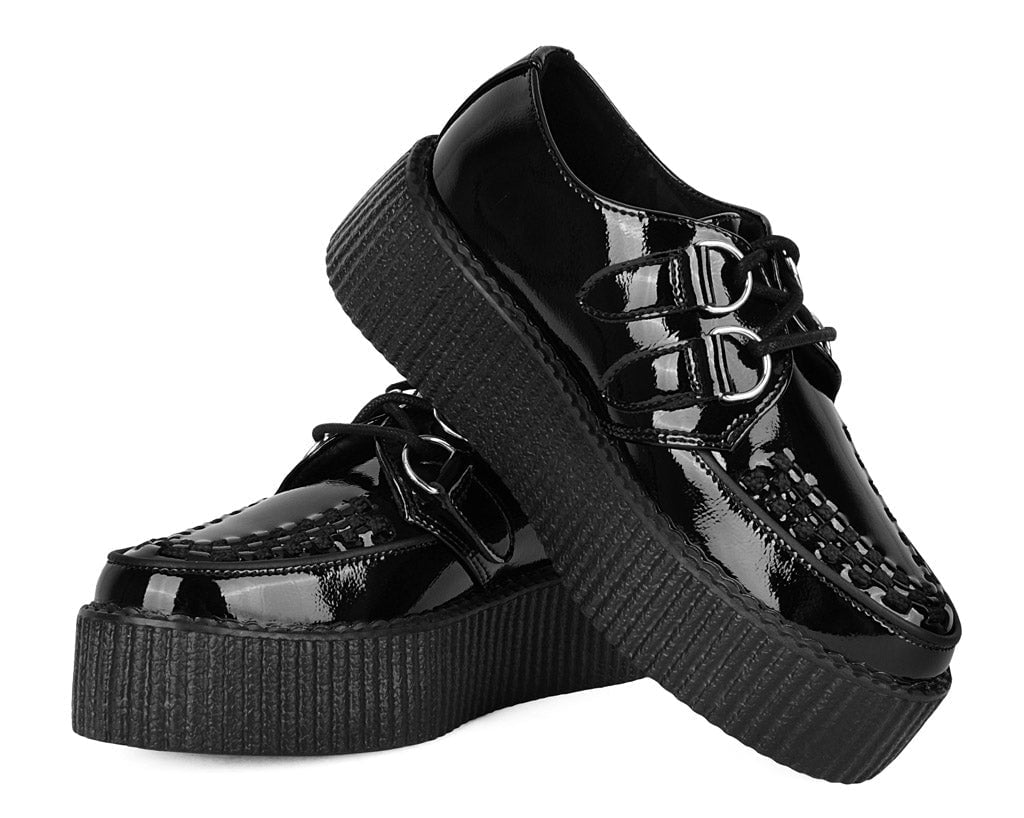V3245 Black Crinkle Patent Viva Mondo Creeper - T.U.K. Shoes
