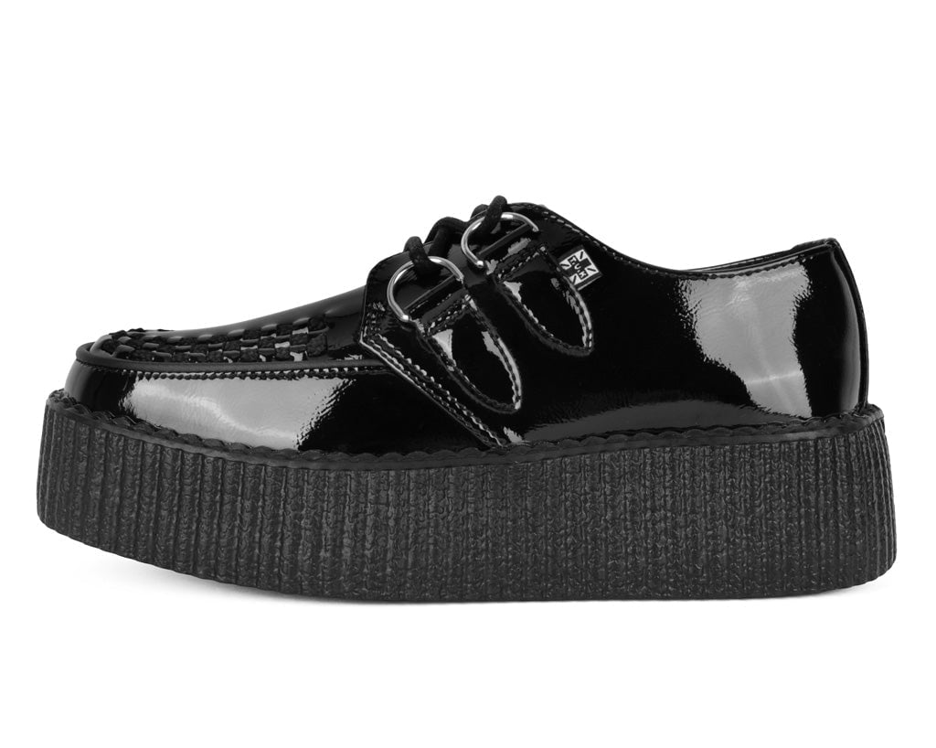 V3245 Black Crinkle Patent Viva Mondo Creeper - T.U.K. Shoes