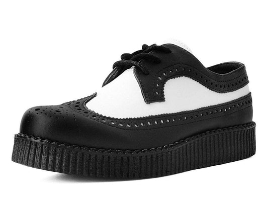 F9742 Black & White Wingtip TUKskin™ Viva Low Creeper - T.U.K. Shoes