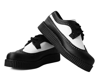 F9742 Black & White Wingtip TUKskin™ Viva Low Creeper - T.U.K. Shoes